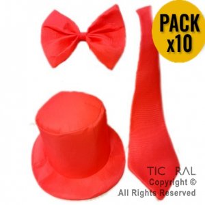SET FLUO PARA 5 PERSONAS FUCSIA (5 GALERAS + 3 CORBATAS + 2 MO�OS)